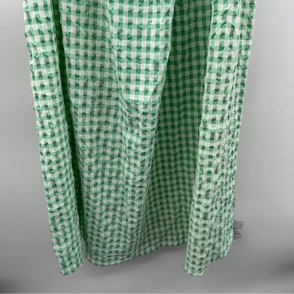 ASOS Design Shirred Mixed Multicolor Gingham Print Long Sleeve Midi Dress Sz 6 - Picture 3 of 8